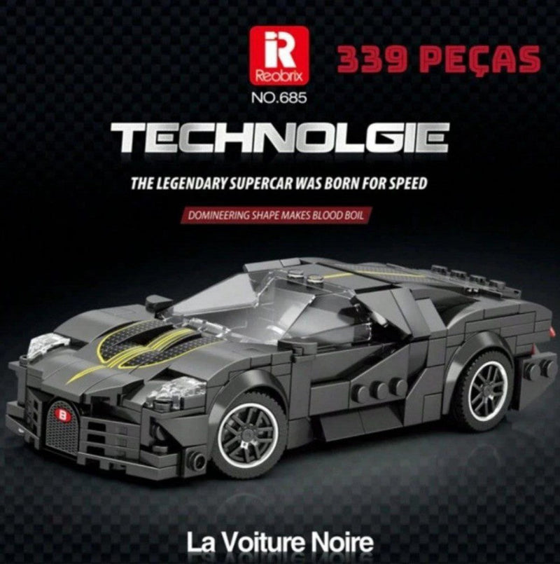 Carro Blocos de Montar Technic Brinquedo 339 Peças Reobrix La Voiture Noire